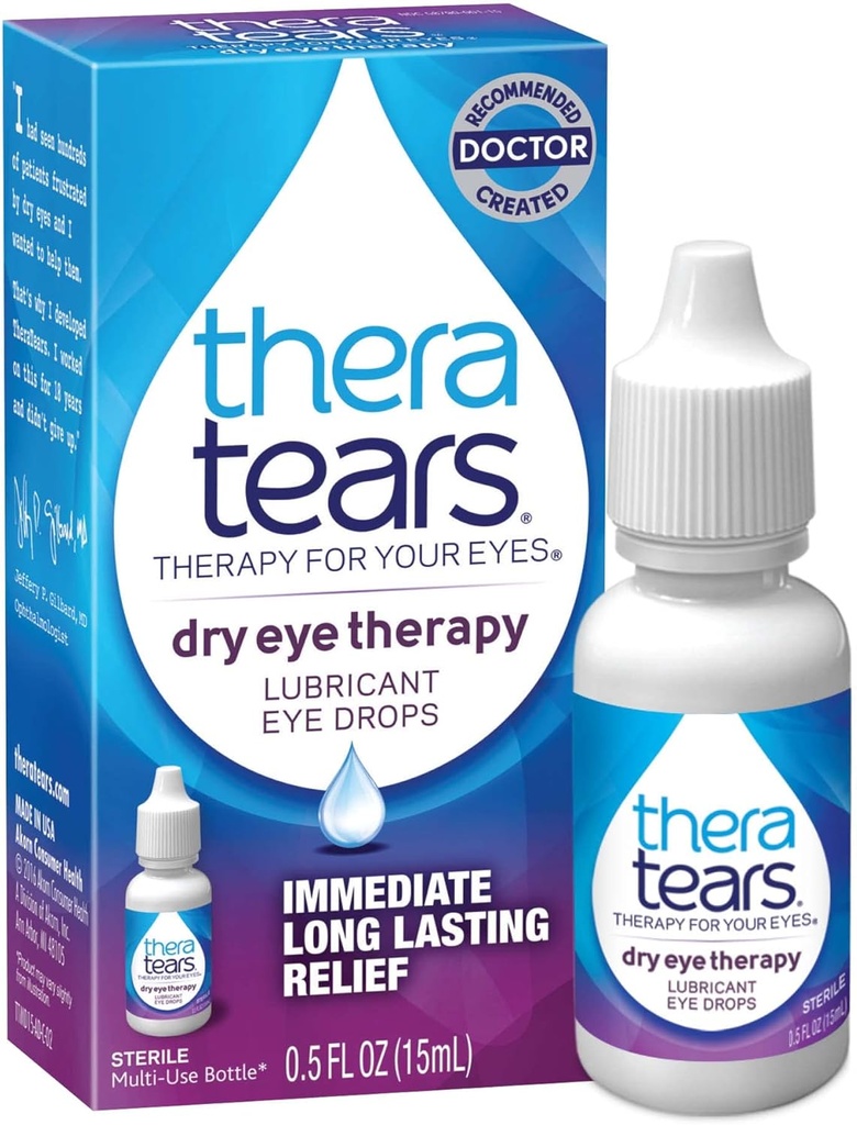 TheraTears Kuru Eye Therapy Eye Drops Sche ile 1.0 Fl Oz ve 0,5 Fl Oz Şişes