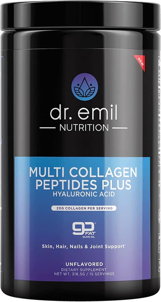 DR. EMIL NUTRITION Multi Collagen Hydro Toz - 20g of Unflavored Hydrolyzed Collagen protein Toz with Hyaluronic Acid for Hair, Skin, Nails and Commons - 15 Hizmet