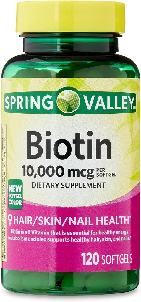 ikj Biotin Saç/Skin/Nails Health Diyetary Supplement Softgels, 10.000 mcg, 120 Count