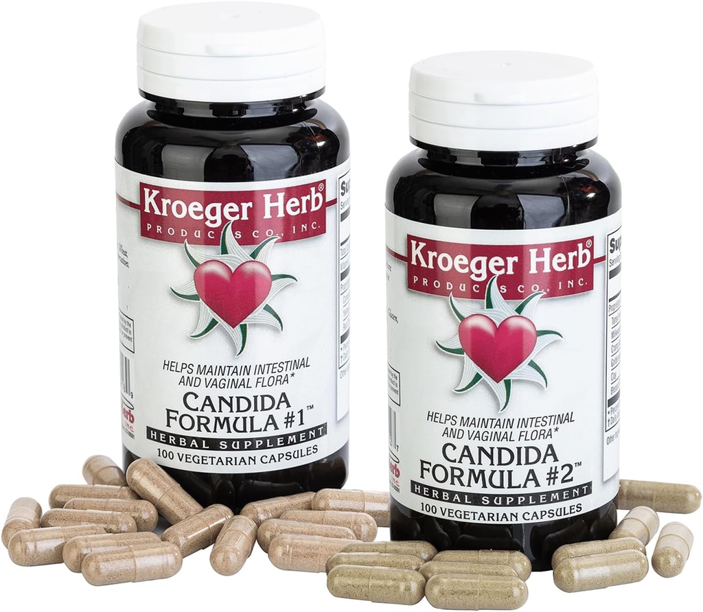 Kroeger Herb Products Candida Formula 1 ve #2, Kadınlar ve Erkekler için Clease Supplement - Yeast ve Candida Normal Seviyeleri Destekler