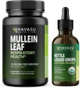 HAVASU NUTRITION Mullein Leaf Κάψουλες + Υγρές σταγόνες Νετλ Αναπνευστική δέσμη υγείας