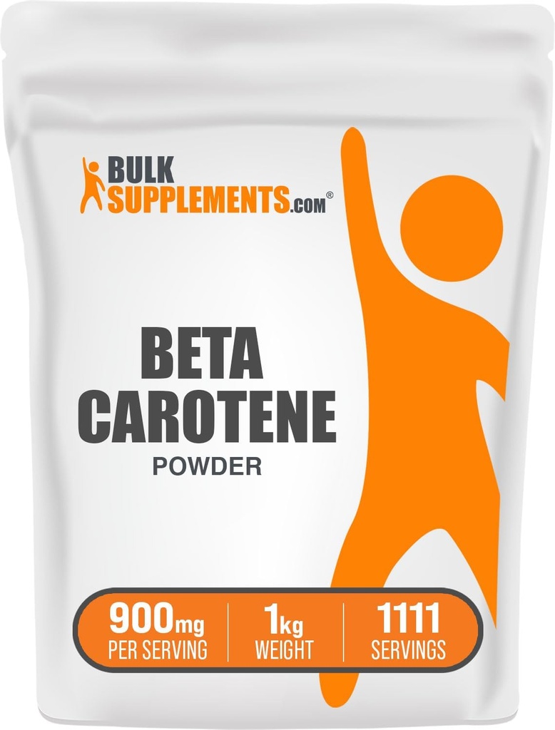 BulkSupplements.com Beta Carotene Toz - Beta Carotene Supplement, Vitamin A Supplement for Immune and Vision Support - Gluten Free, 900 mg per Service, 1kg (2.2 lbs) (Pack of 1)