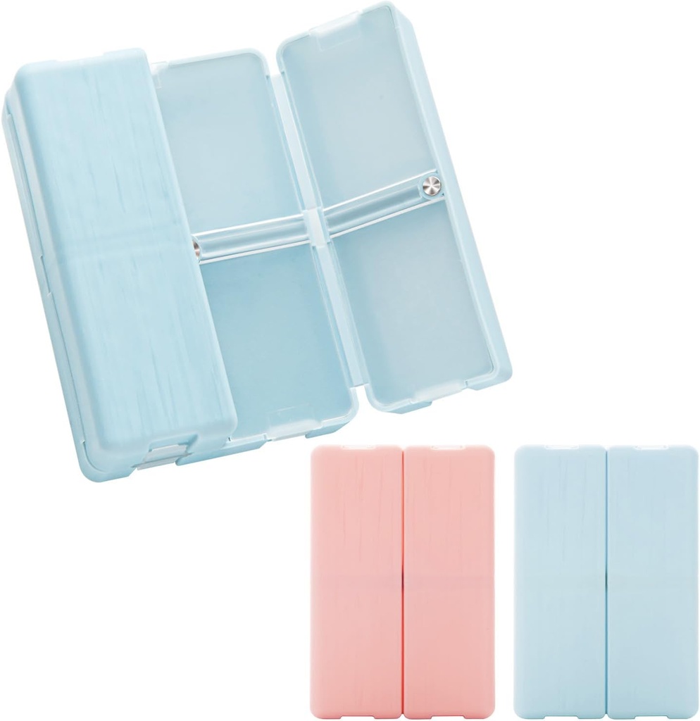Μικρός ημερήσιος οργανωτής χαπιών (2 Pack), 7 compartents Μαγνητικός διοργανωτής χαπιών Ταξιδιωτικό κουτί χαπιών Φορητή θήκη χαπιών για τα γουργουνάκια Dustproof Ιατρική Βιταμίνη κουτί, ιχθυέλαιο και κουτί συμπλήρωμα (μπλε, ροζ)
