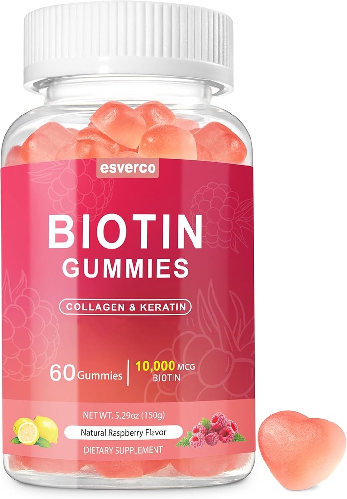 Biotin 1000006 Keratin Collagen Gummies Saç Çiçeği Günlük Saç Çığlığı ve Kadın Vegan Biotin ve Vitamin C Gummy 60 Count