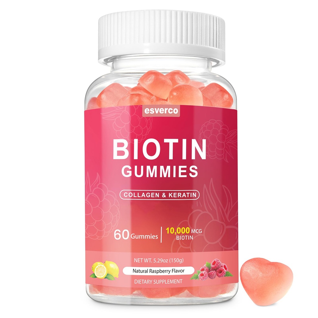 Biotin 1000006 Keratin Collagen Gummies Saç Çiçeği Günlük Saç Çığlığı ve Kadın Vegan Biotin ve Vitamin C Gummy 60 Count