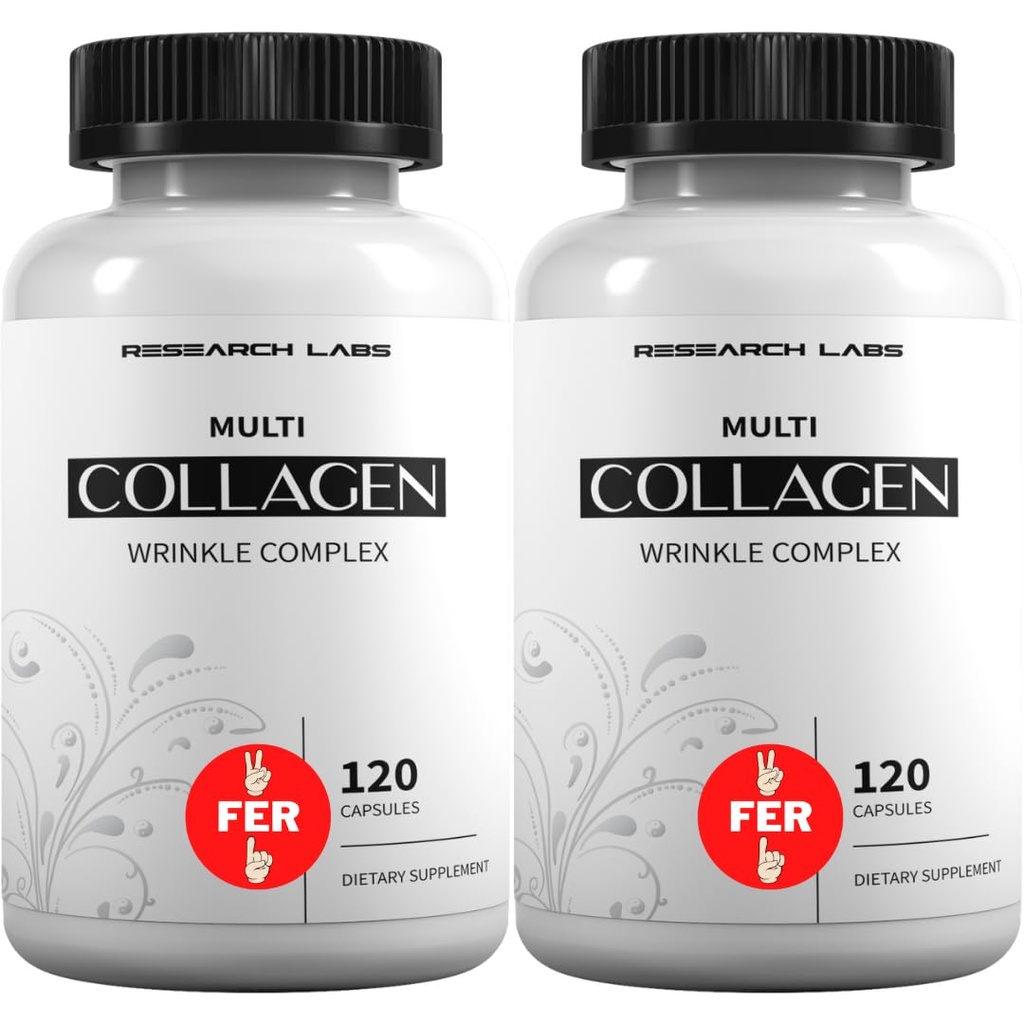 Research Labs 2 for 1 Promosyon 240 Collagen Pills - günde 6000 mg. Grass Fed Anti-Aging Support for Skin, Joints, Tendons, Bones, Hair and Nails. Paleo Friendly. Collagen Peptides Toz Supplement...