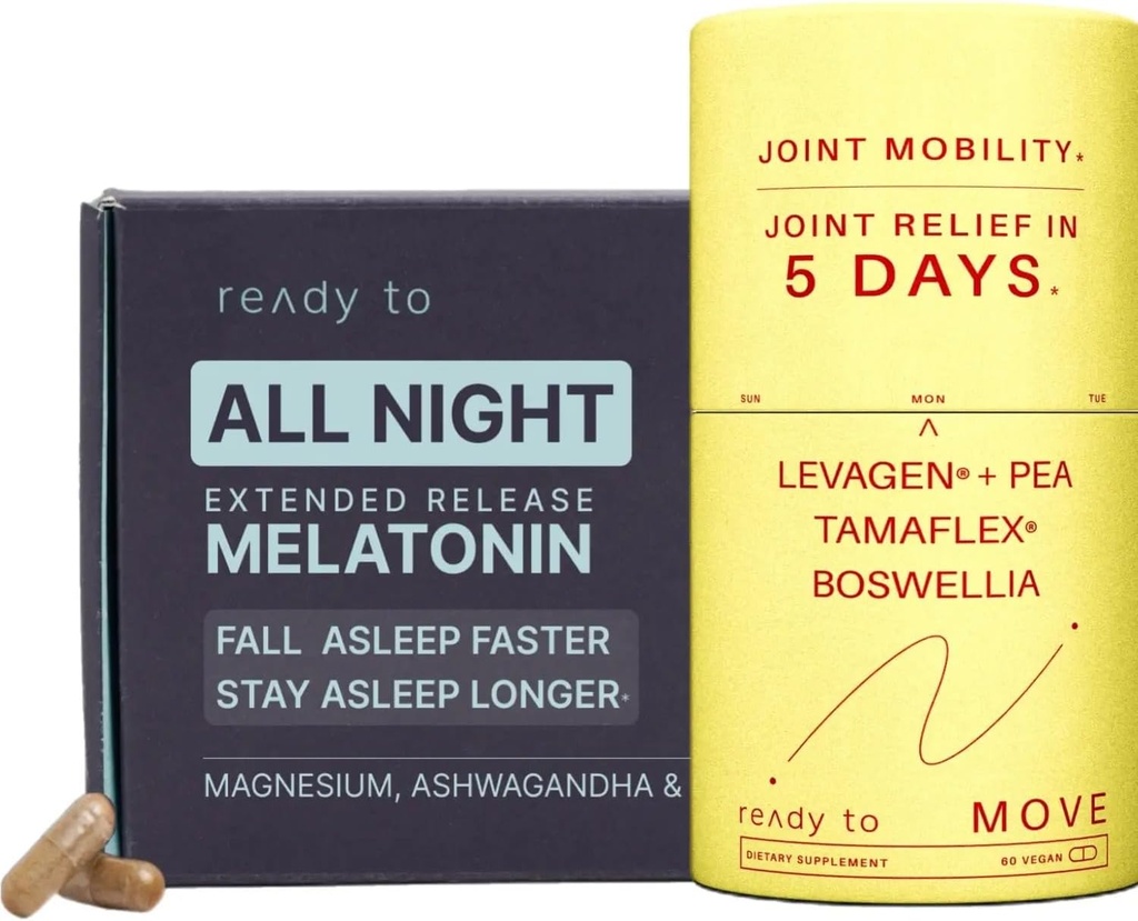 Ortak Relief & Sleep Set | Sleep & Joint Support with Melatonin, Ashwagandha, Tamaflex® Turmeric, and Pea | Restful Sleep & Joint Supplements Pack
