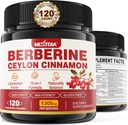 Berberine Supplement Organic 1500 mg with Ceylon Cinnamon Bitter Melon, Liposomal Berberine HCL Complex Supplements, Immune & Digestive Support - Non-GMO, Organic, Veganine Capsules 120Cts