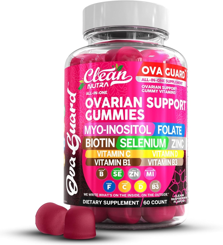 Temiz Nutraceuticals Ovarian Health Support | Myo-Inositol & D-Chiro Inositol Gummies | Folate Selenium çinko C D B1 B3 Maca Root Choline Bitartrate Sting Nettle N Acetyl Cysteine Clean