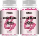 2 Packs 2000mg G Biloba Gummies - Beyin Sağlık Desteği için Ginkgo Biloba Supplements, Mood ve Focus, Energy, Adult, Strawberry Flavor, 120 Count Count Count Count