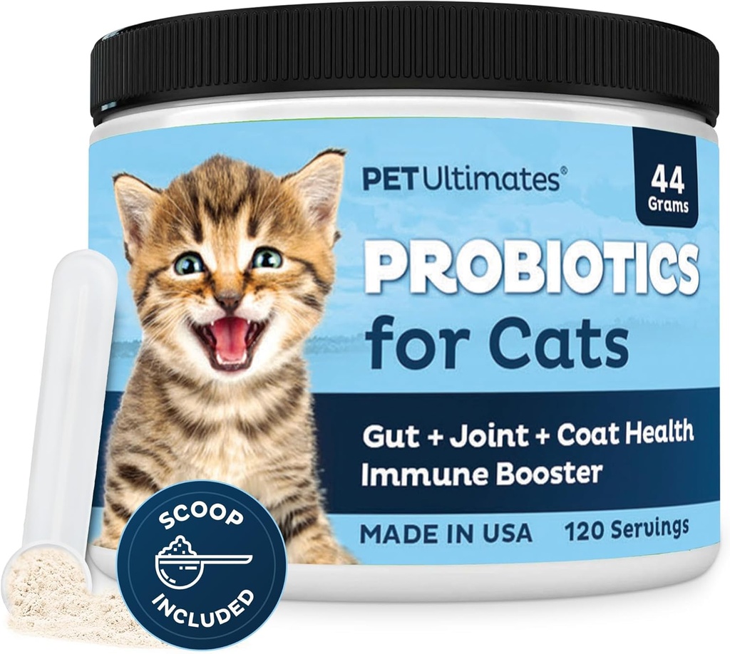 Kediler için Pet Ultimates Probiyotikler - 20Species Cat Probiyotik Toz Diarrhea, Vomiting, Digestive Support & Cat Antibiyotiks Recovery - Cat Health Materials (44 gr)
