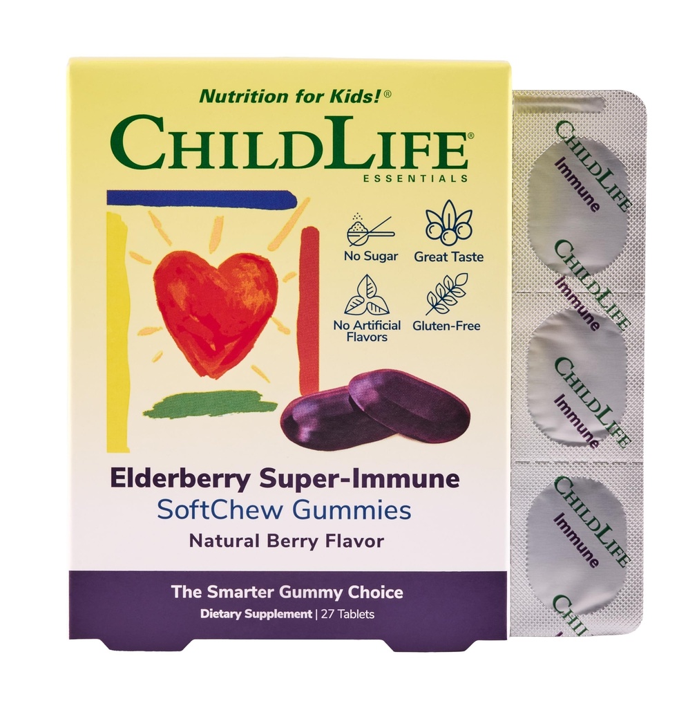 ΠΑΙΔΙΚΗ Βατόμουρο Super-Immune SoftChew Gummies for Kids - Ανοσοποιητική Υποστήριξη με Βιταμίνη C & Βιταμίνη D3, Συμπληρώματα Ανοσοποιητικών Βατόμουρων για Μωρά, Τόντλερ & Παιδιά - Berry, 27 Softchews