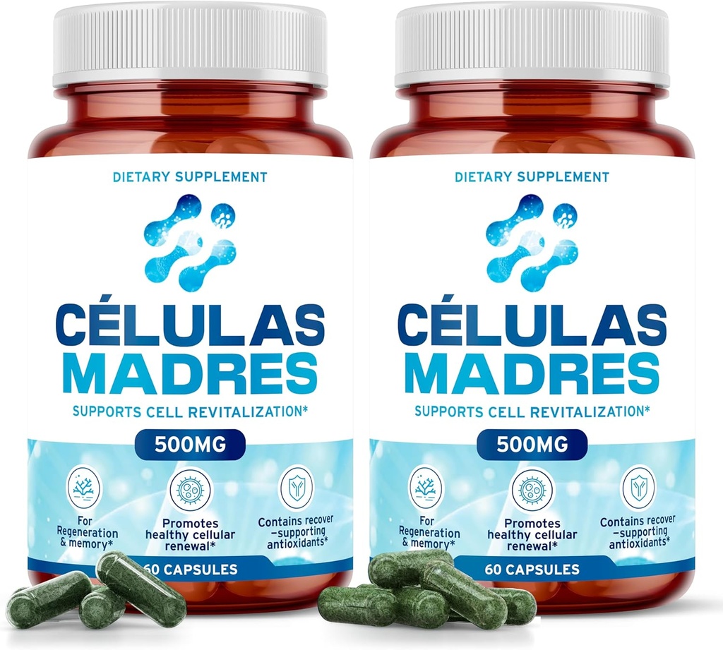 Συμπληρώματα βλαστικών κυττάρων 500mg (120 Cap) Φυσική υποστήριξη κατά της γήρανσης & μακροζωίας με Spirulina & Chlorella, ενίσχυση της κυτταρικής ανανέωσης, αποκατάσταση της νεανικής ενέργειας, μείωση της κοινής πληγής – Celulas Madre