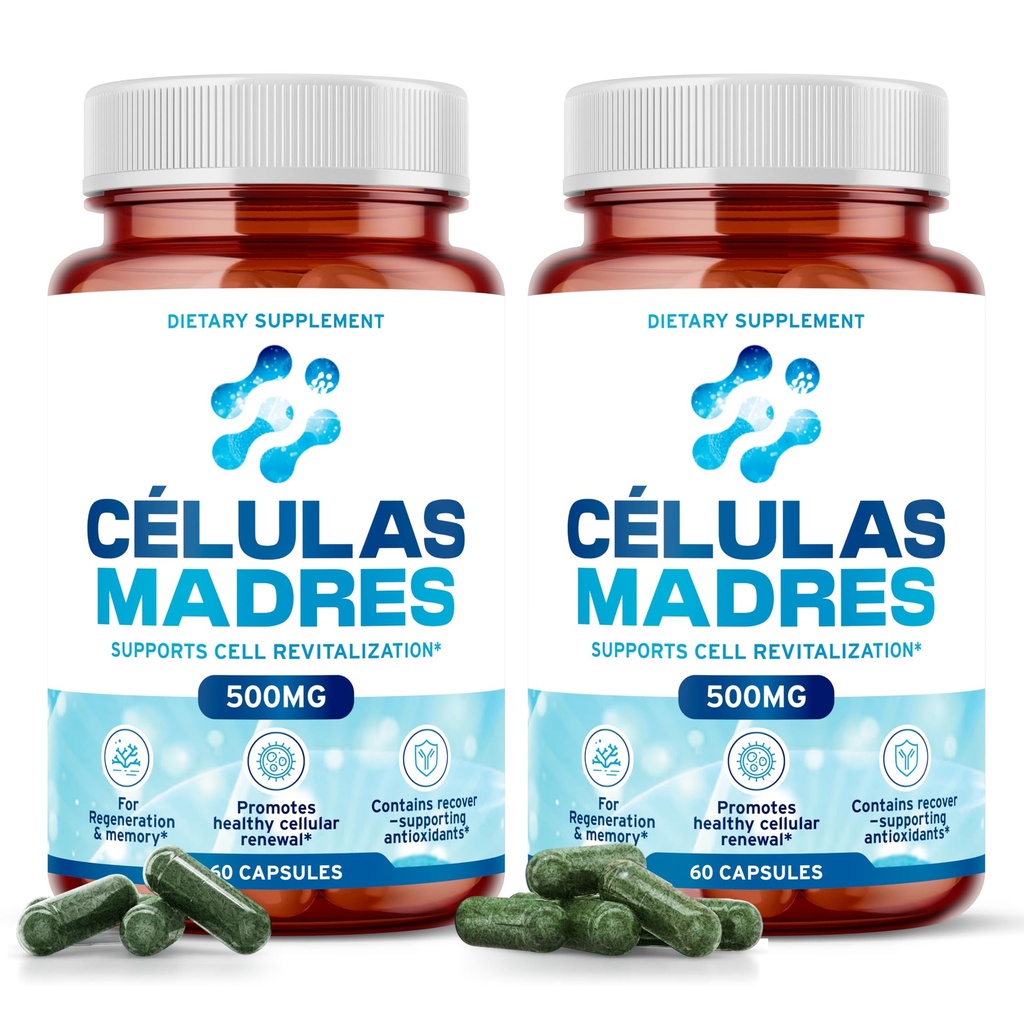 Stem Hücresi 500 mg (120 Cap) Spirulina & Chlorella ile Doğal Anti-Aging & Longevity Support, Boost Cellular Renewal, Save Youthful Energy, Reduce Joint Soreness – Celulas Madreness – Celulas Madre