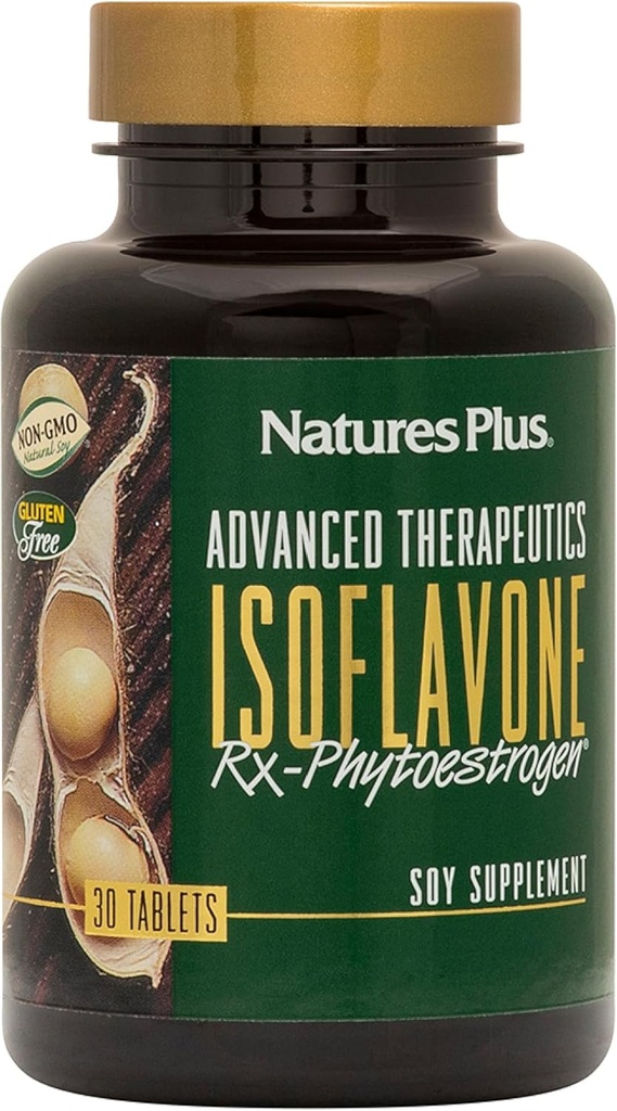 Natures Plus Gelişmiş Tedaviler Isoflavone Rx Phytoestrogen - 125 mg, 30 Vejetaryen Tabletler - Soy Tamam - Genel Wellence - Non-GMO, Gluten-Free - 30 Hizmetler