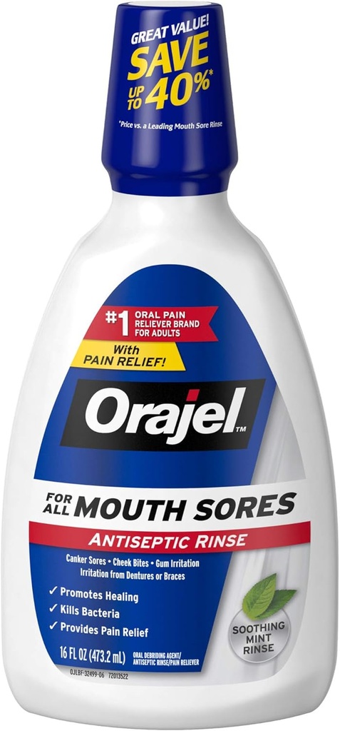 Orajel Antiseptic Mouth Sore Rinse, 16 Akışkan Oz