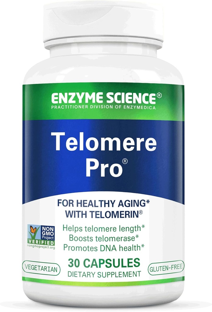 Enzyme Science Telomere Pro | Destek Hücre Sağlığı, Enerji Üretimi ve Sağlıklı Ağlama | Vitamin D3, Rhodiola ve Astragalus | Doğal Telomeraz Tamam, 30 Hizmet