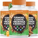 Turmeric Moringa 50000mg Supplement | Ginger Boswellia 3000 mg Saffron 2000 mg Kutsal Basil-Ceylon Cinnamon, Quercetin, Tart Cherry- 360 Kont