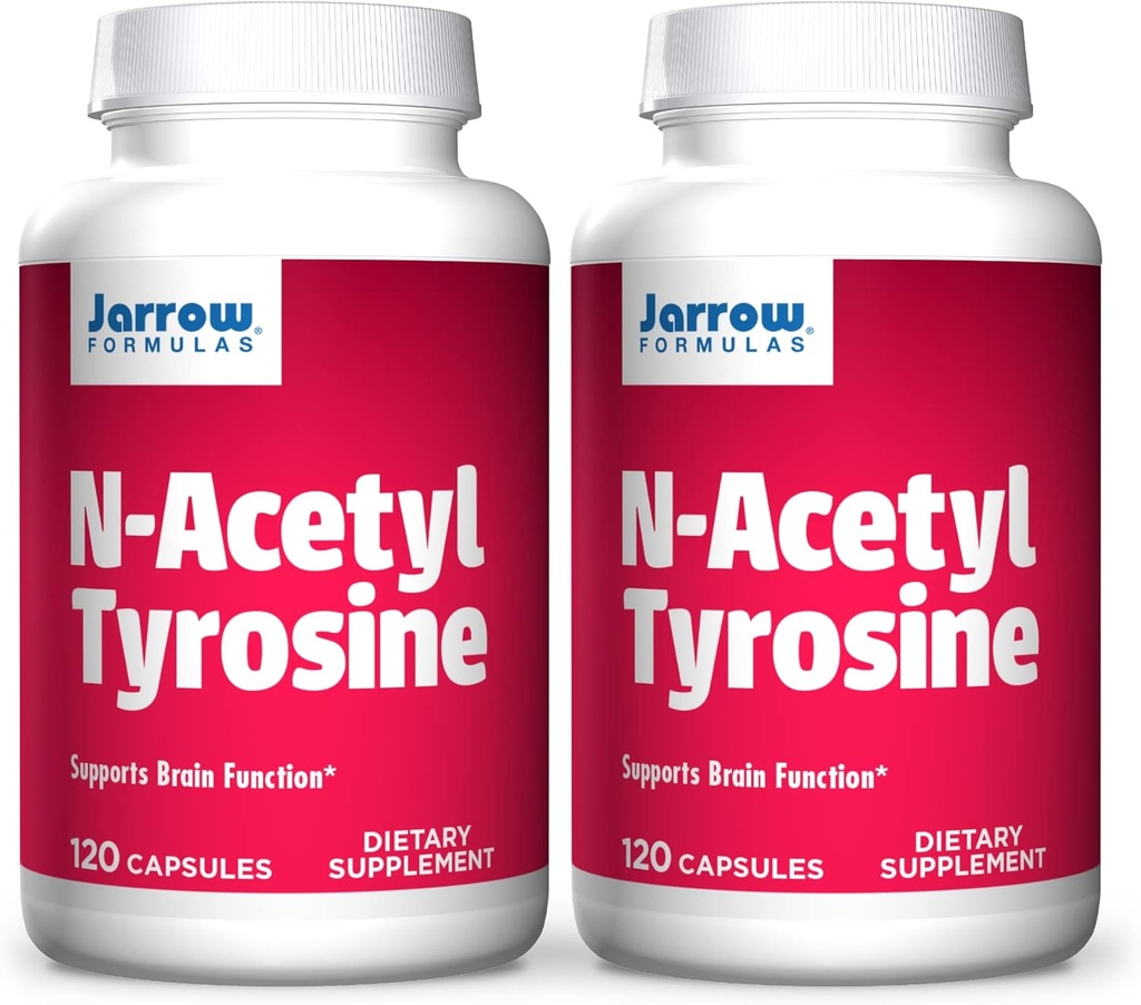 Jarrow Formulas N-Acetyl Tyrosine 350 mg - 120 Κάψουλες, Συσκευασία των 2 - Υποστηρίζει λειτουργία του εγκεφάλου - Περιέχει βιταμίνη Β6 για το Amino Acid Μεταβολισμός - 240 Σύνολο Σερβίρει