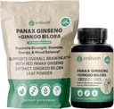 Panax Ginseng & Ginkgo Biloba Supplement for Energy, Focus & Brain Health | Kore Red BTC Capsules for Memory, Stress Relief & Circulation | Natural Cognitive Support | Count 60 | Made in USA