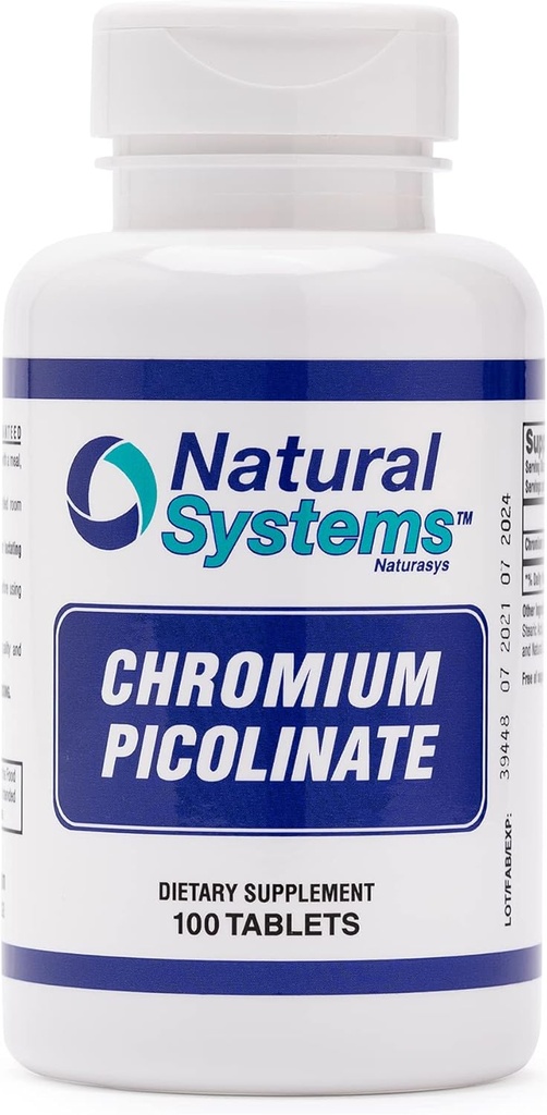 Chromium Picolinate 200 Mcg 100 Tablets by Natural Systems - Συμπληρώματα Χρωμίου για τον Ενεργό τρόπο ζωής - Άριστη Απορρόφηση Συμπλήρωμα Χρώμιο - Κάψουλες Χρώμιο μη ζάχαρη
