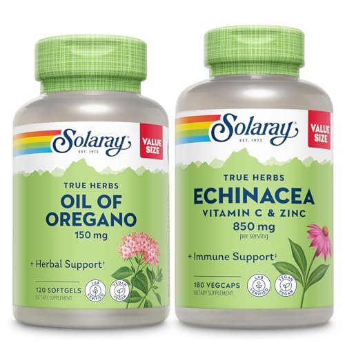 Oregano Softgels ve Echinacea, VIT C & çinko Immune Support Supplement - Oregano Oil and Echinacea Capsules w/Vitamin C 500 mg Plus Bioflavonononoyaks, Vegan, 60-Day Garanti, 120