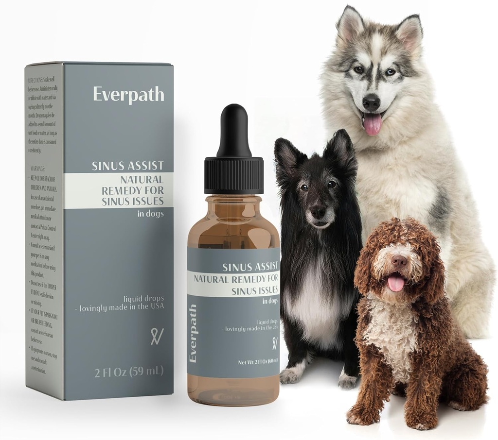 Everpath Sinus Köpeklere Destek - 2 Akışkanlar / ABD Made | Supports Sinus Health and Relief | Allergies, Congestion & Akut Sinusitis | Doğal Çözüm