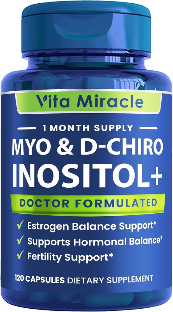 Inositol Supplement Myo-Inositol & D-Chiro Inositol 120 Capsules 2000 mg 40:1 Yüksek Potency Myo & D Chiro Inositol Mix - Hormon Dengesi ve Kadınlar için Kompozisyon