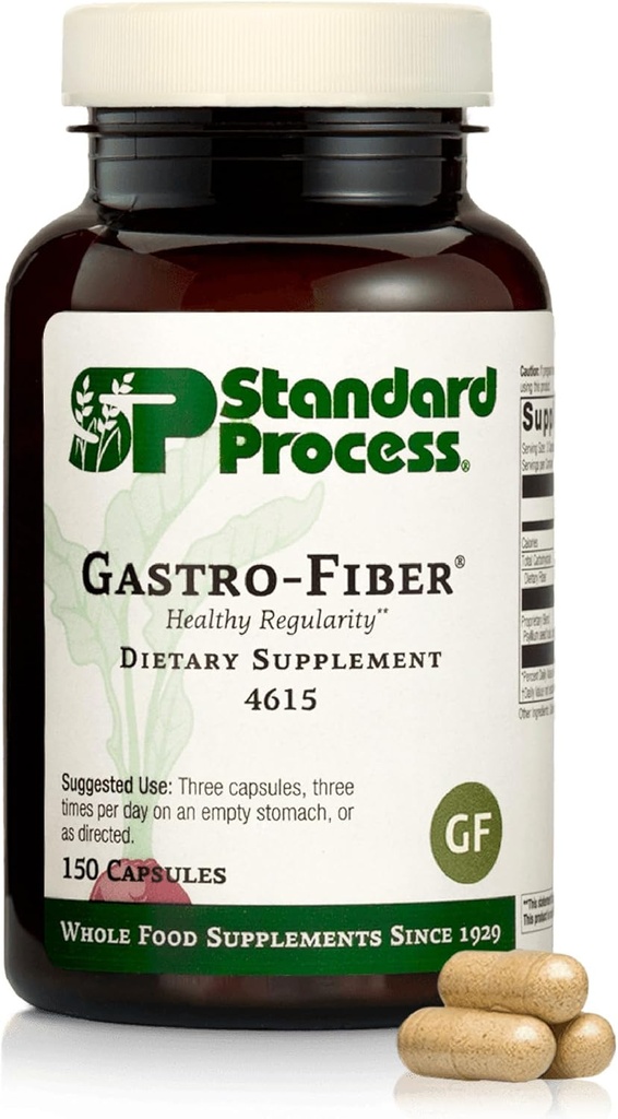 Standart Süreç Gastro-Fiber - Digestive Health için Diyetsel Supplement - Gut Health - Gluten-Free & Non-Soy - 150 Capsules (50 Hizmet)