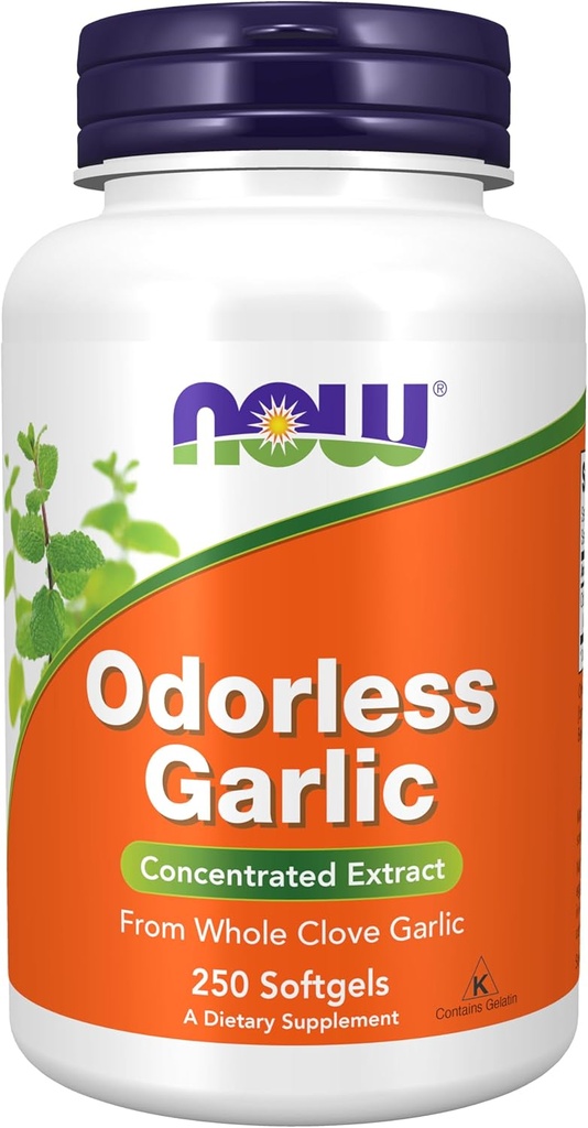 NOW Foods Supplements, Odorless Garlic (Allium sativum), Concentrated Extract, 250 Softgels
