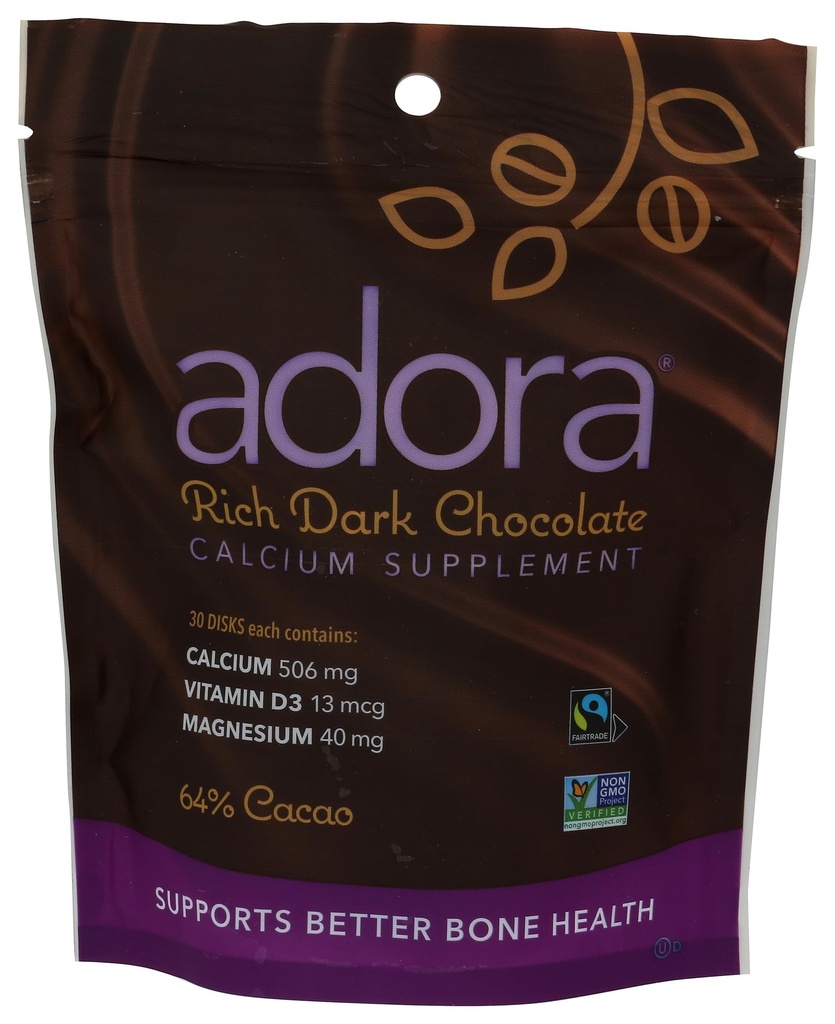 Adoradis Supplement Disk, Dark Chocolate, 30 Count - 500 mg