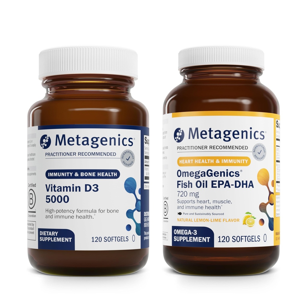 Metagenics Bundle - D3 5000 & EPA-DHA 720-120 Softgels of D3 5000 for Immune Support, Bone & Heart Health* - 120 Softgels of EPA-DHA 720 for Heart, Musculoskeletal & Immune System Health*