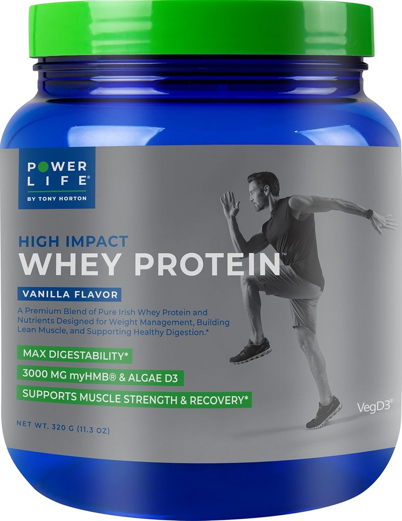 POWERLIFE Tony Horton υψηλής επίδρασης χόρτο Fed πρωτεΐνη ορού γάλακτος με 3000 MG του HMB, χωρίς ζάχαρη Προστέθηκε, μη GMO, ορμονών και αντιβιοτικών Δωρεάν, 15 Σερβίρεις (Vanilla)