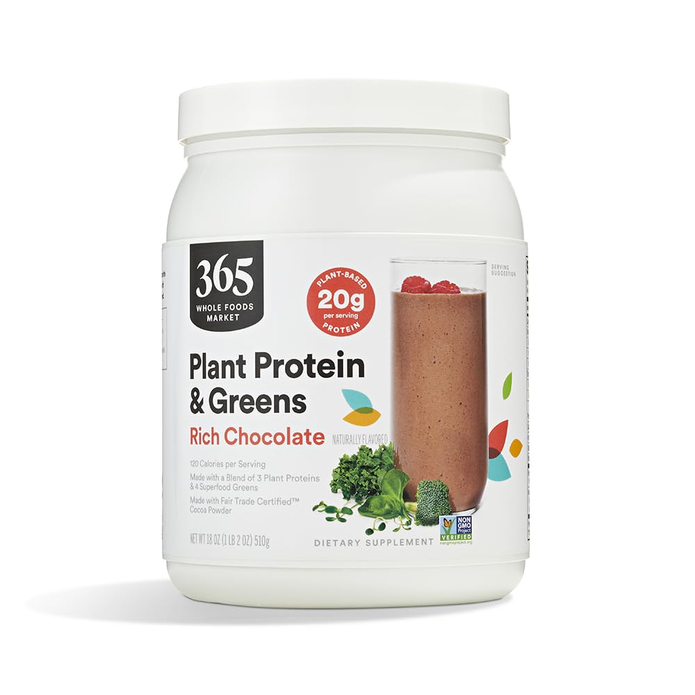 Whole Foods Market, Plant Protein & Greens, Rich Chocolate, 18 oz