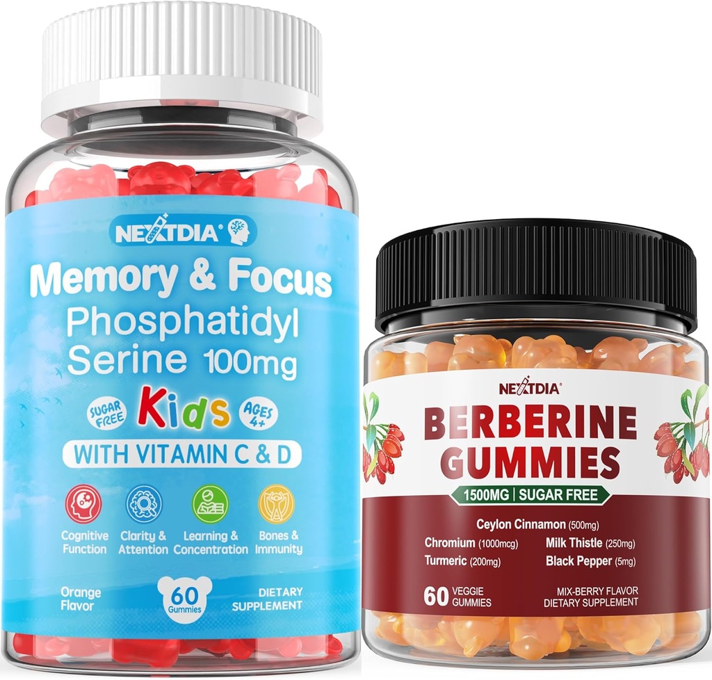 Sugar Free Phosphatidylserine Gummies 2 Pack + Berberine Gummies 1 Pack