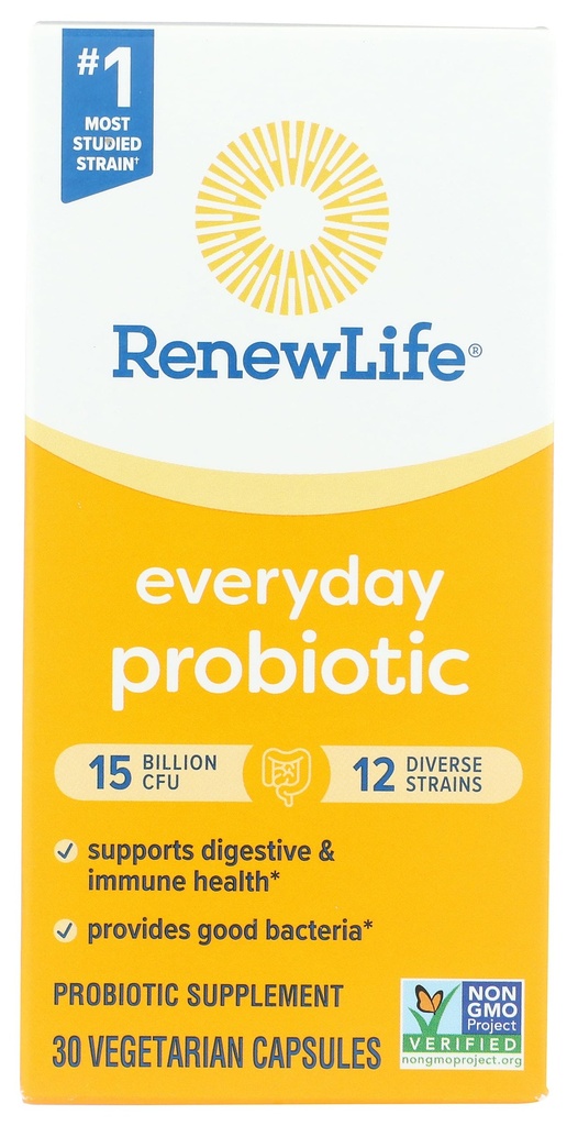 Yeni Yaşam Gündelik Probiyotik Capsules, Daily Supplement Supports Urinary, Digestive and Immune Health, L. Rhamnosus GG, Süt, Soy ve Gluten-Free, 15 Milyar CFU, 30 Count