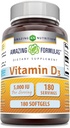 Amazing Formulas Vitamin D3 (Cloncalciferol) Supplement | 5000 I per Service | 180 Softgels | Non-GMO | Gluten-Free | Made in USA