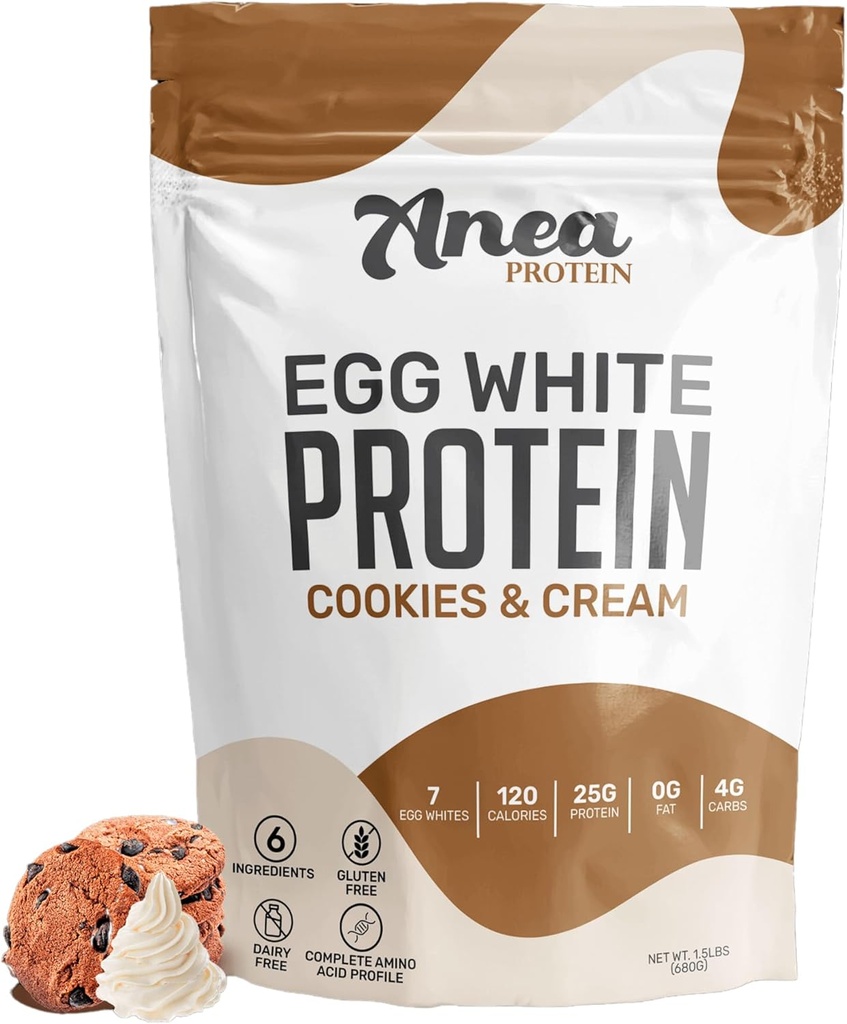 Anea Yumurta Beyaz Protein Toz | 25g Protein | Süt Ücretsiz | Gluten Ücretsiz | Şişman Ücretsiz | Amino Asitler | Yüksek Biyolojik Değer (1.5 Pound (1.5 Pound 1), Kurabiyeler & Krem)