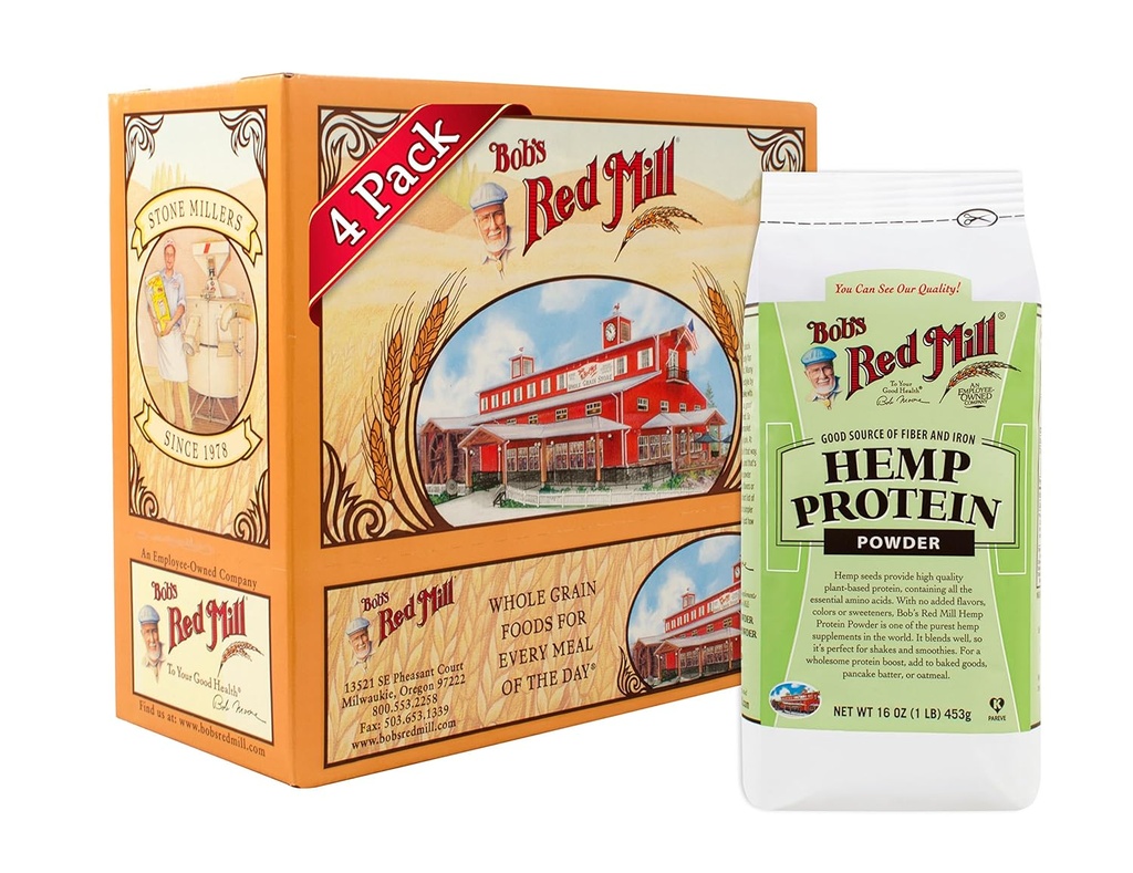Bob's Red Mill Hemp Protein Toz, 16oz ( 1) Paketi - GMO, Vegan, Paleo Dostu, Keto Dostu, Kosher