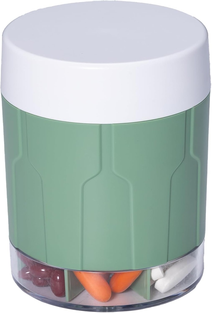 Betife Extra Large Supplement Organizer, Weekly Pill Organizer Bottle, Daily Pill Dispenser with 7 Large Compartments, Organizer to Hold 7 Day Vitamin Medication, 21 Labels and a Cleaning Brush (Πράσινη)