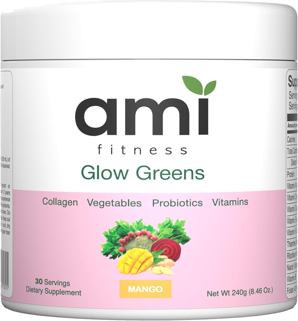 Glow Greens Toz, Probiyotiks, Vitamins, Digestive Enzymes, Superfoods, Gut Health, Bloating Relief, Radiant Skin, Natural Glow, Spirulina, Juice Mix, 30 SVG, Mango