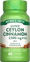 Nature's Truth Ceylon Cinnamon Capsules | 2500 mg | artı Chromium ve Biotin | 60 Kont | Vegan, Non-GMO & Gluten Free Supplement Supplement