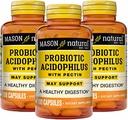 MASON NATURAL Probiyotik Asitofilius, 150 Gün Supply, Pectin & Food ile Normal Digestion, 100 Capsules (Pack of 3)