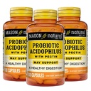 MASON NATURAL Probiyotik Asitofilius, 150 Gün Supply, Pectin & Food ile Normal Digestion, 100 Capsules (Pack of 3)