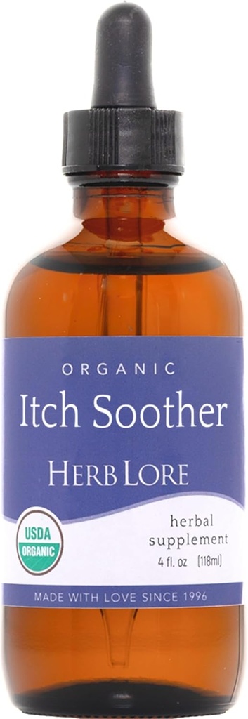 Herb Lore Organik Itch Soother Tincture - Soothes Itchy Gebelik Skin & Rash, Sıvı Süt Butle, Dandelion & Sarı Dock Liver Support Supplement Drops (4 fl oz)