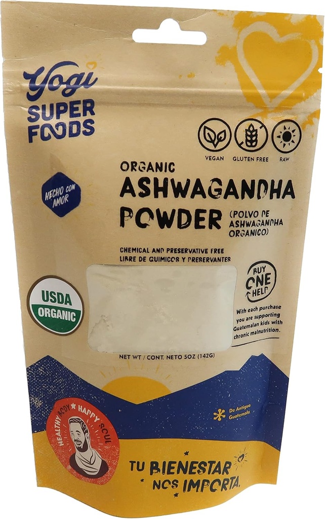 Yogi Süper Gıdalar Organik Ashwagandha Toz Ayurvedic Herb - Enerji Boost için Adaptojen, Mood Balancing, Sleep Enhancing and Athletic Performance - Gluten Free, Non GMO - 142g Pouch
