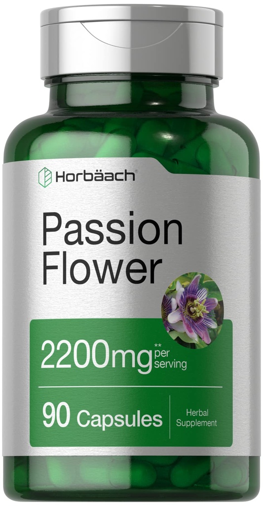 Horbäach Passion Flower Capsules | 2200 mg | 90 Count | Non-GMO & Gluten Free Extract Supplement Supplement Supplement Supplement