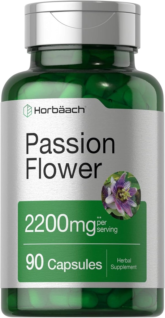 Horbäach Passion Flower Capsules | 2200 mg | 90 Count | Non-GMO & Gluten Free Extract Supplement Supplement Supplement Supplement
