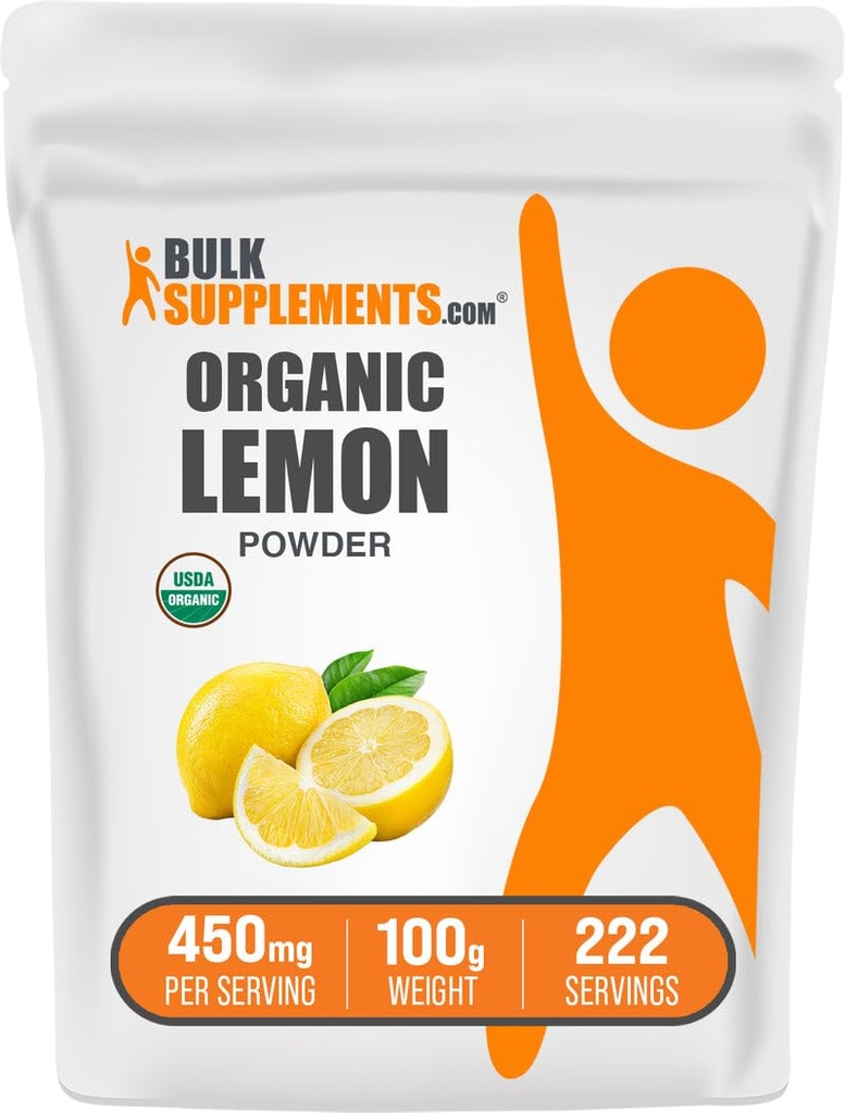 BulkSupplements.com Βιολογική σκόνη λεμονιού - Φυσική πηγή βιταμίνης C, σκόνη φρούτων, άρωμα λεμονιού - Χωρίς γλουτένη, 450mg ανά σερβίρισμα, 100g (3, 5 oz) (πακέτο του 1)