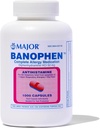MAJOR Banophen Diphenhydramine HCI 50 mg Capsules - Temporly Relief from The behavior of Hay Fire and Upper Respiratory Allergies - Antihistamine - Antihistamine Tıp - 1000 Capsules (1-Pack)